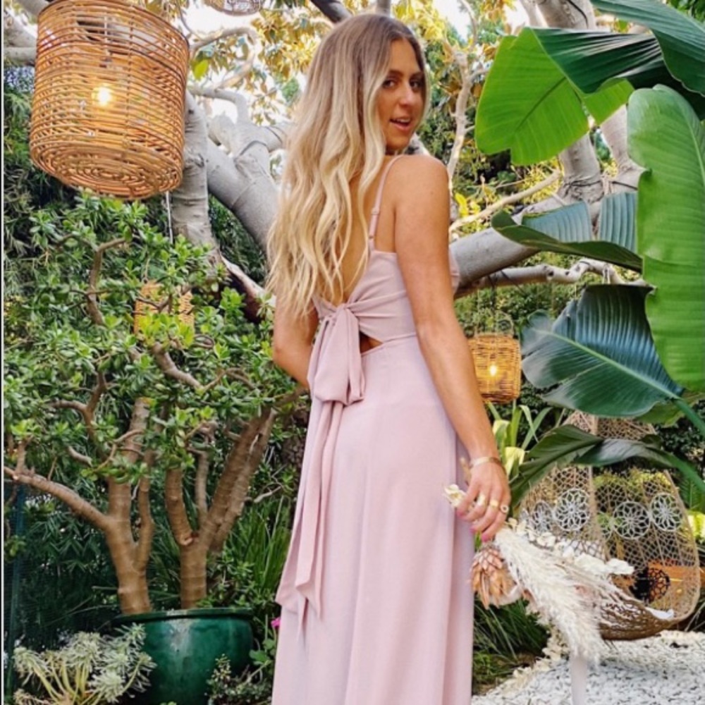 SHOW ME YOUR MUMU Neutral Mauve Lauren Tie Maxi Dress